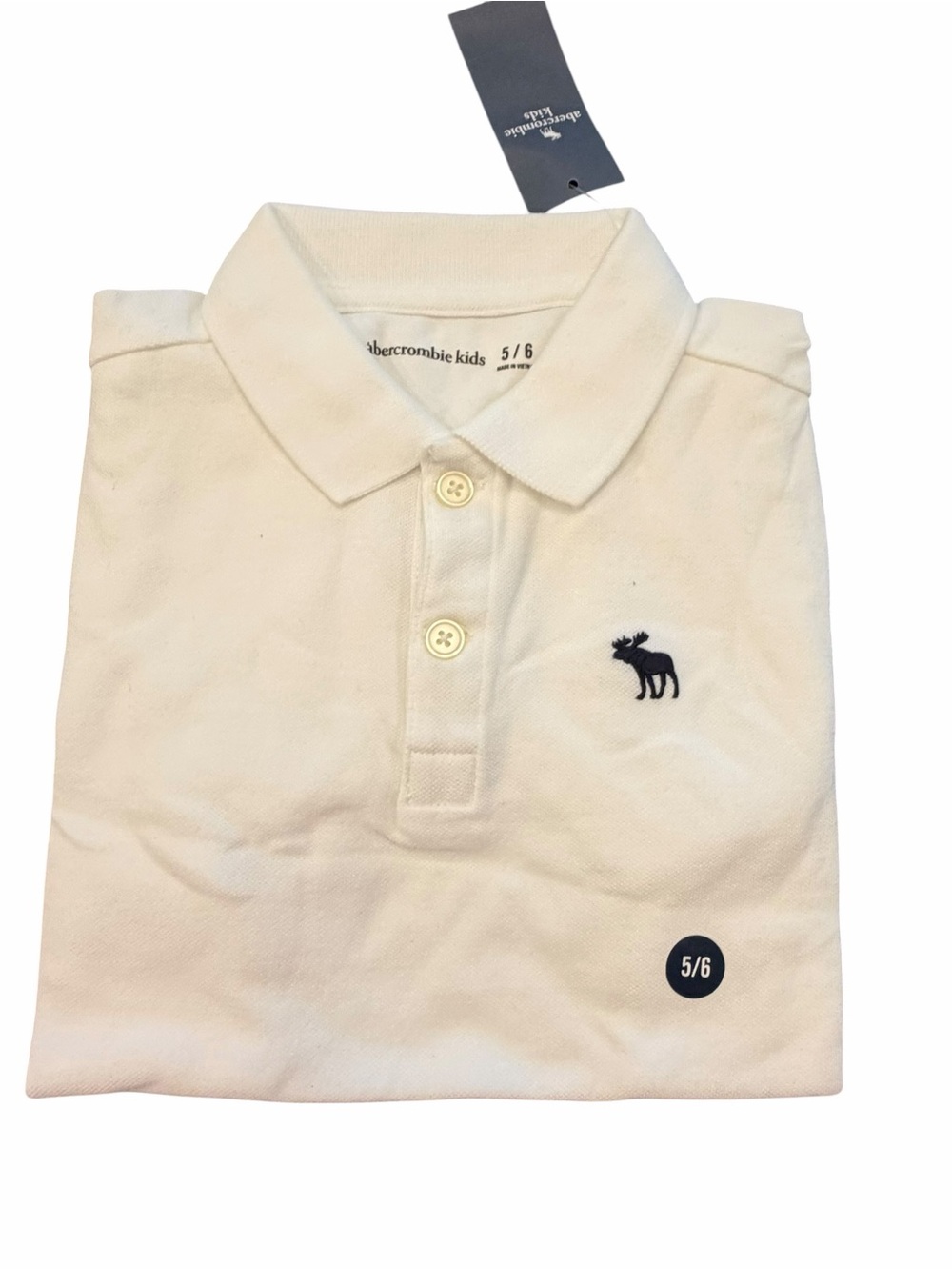 Abercrombie Kids Polo Shirt Boys White Short Sleeve Size 5/6 Small NEW Preppy